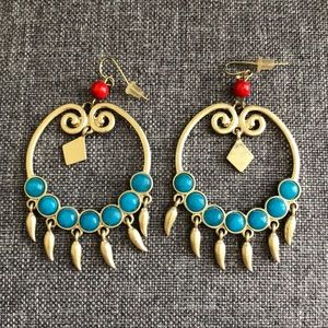 Turquoise Stone Statement Earrings
